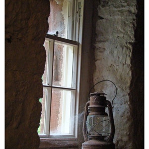 A light in the window Fine art Photography rustic country farm mill lantern light stone vintage historial waiting image 2