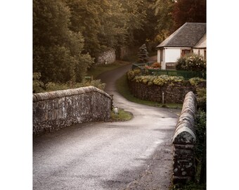 Glen Devon Bridge Fine Art Photography Scottish Cottage Romantic home sunrise light stone bridge Scotland warm dreamy rural simple life