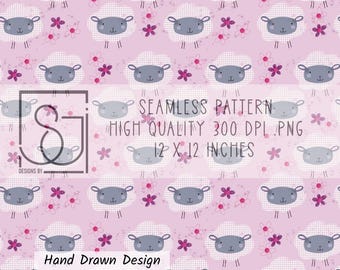 Pink Lamb Seamless Pattern, Fabric Printing, Sublimation (Digital PNG File)