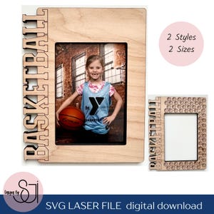 Aimant photo pour réfrigérateur SVG Basket-ball sur le thème deux tailles Deux modèles, format portefeuille, Photos de pointage, fichier de coupe Laser prêt pour les entraîneurs, cadeau pour maman de basket-ball