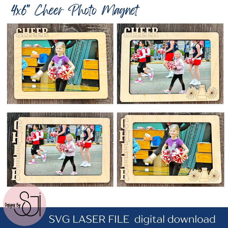 Cheer Photo Magnet 4x6 SVG, Cheerleading Frame, Laser Cut File (digital ...