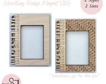 Wrestling Fridge Magnet Frame SVG, 2 Sizes (Digital Download)