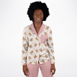 Pink Christmas Gingerbread Women&#39;s Satin Pajamas