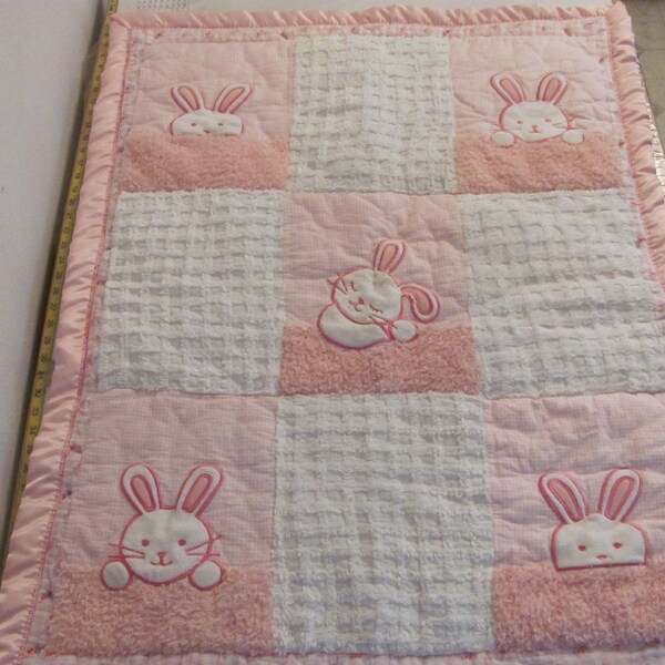 Pink Rabbit Baby Quilt