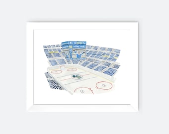 Blues Hockey Watercolor Print