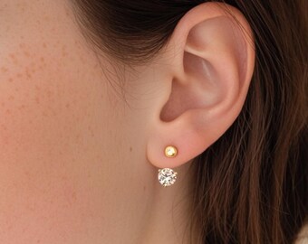Gold CZ Ear Jackets: Minimalistische Sterling Silber Ohrringe