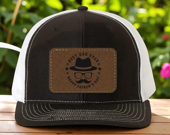 Leather Patch Cap for Dad, Custom Father’s Day Gift, Personalized Dad Trucker Hat, New Dad Gift, Husband or Papa Birthday Gift Hat