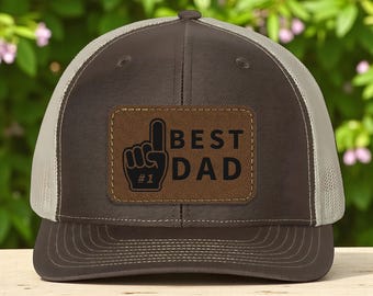 Personalized Dad Trucker Hat, Custom Leather Patch Cap for Father’s Day, New Dad Gift, Husband Gift, Papa Birthday Cap, Gift for Him