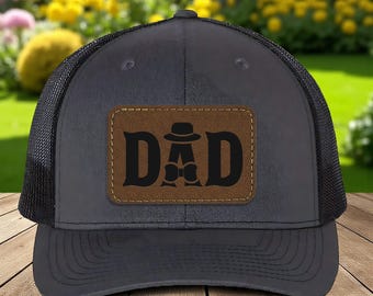 Custom Leather Patch Cap for Father’s Day, Personalized Dad Trucker Hat, New Dad Gift, Husband Gift, Papa Birthday Cap, Gift for Him