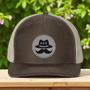 Custom Father’s Day Gift, Leather Patch Cap for Dad, Personalized Dad Trucker Hat, New Dad Gift, Husband or Papa Birthday Gift Hat