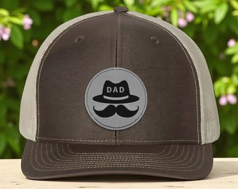 Custom Father’s Day Gift, Leather Patch Cap for Dad, Personalized Dad Trucker Hat, New Dad Gift, Husband or Papa Birthday Gift Hat