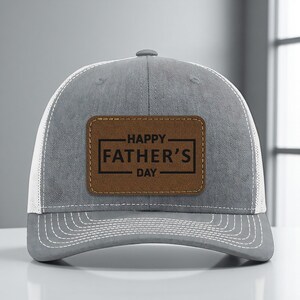 Personalized Dad Trucker Hat, Custom Father’s Day Gift, Leather Patch Cap for Dad,  New Dad Gift, Husband or Papa Birthday Gift Hat