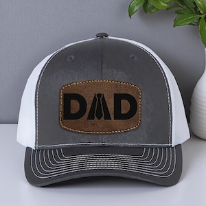 Personalized Dad Trucker Hat, Custom Father’s Day Gift, Leather Patch Cap for Dad, New Dad Gift, Husband or Papa Birthday Gift Hat