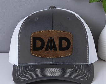 Personalized Dad Trucker Hat, Custom Father’s Day Gift, Leather Patch Cap for Dad, New Dad Gift, Husband or Papa Birthday Gift Hat