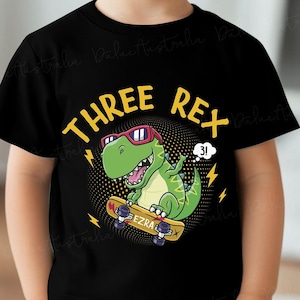 Three Rex Birthday Shirt, 3rd Dinosaur Birthday Tee, Dino Birthday Boy Outfit, Boys Birthday Shirt, Toddler Boy Shirt, Dinosaurs Birthday