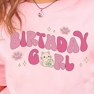 Girl Birthday Tee, Kitten Birthday Party, Cute Cat Birthday Shirt, Gift for Daughter, Toddler Girl Birthday Shirt, Girly Birthday Shirt,