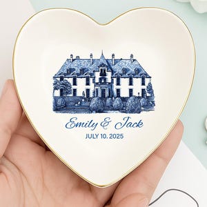 Personalized Wedding Venue Ring Dish: Ceramic Couple Keepsake