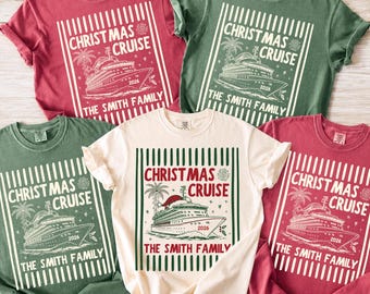 Personalized Christmas Cruise Shirts, Matching Family Cruise Tees, Custom Last Name Holiday Cruise Shirt, Holiday Vacation Group Tees