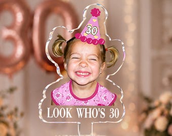 Adorno personalizado para pastel de cumpleaños número 30, 40 y 50, adorno personalizado para pastel con cara, decoración para fiesta de cumpleaños número 30, decoración divertida para pastel de cumpleaños importante