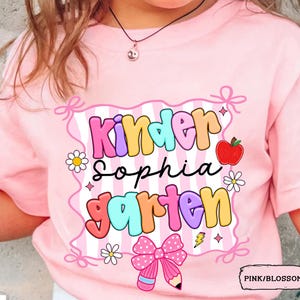 Girls Back To School Shirt, Kindergarten Girl Shirt, Custom Name School Tee for Kid, First Day Of Preschool Kindergarten Gift, Toddler Shirt
