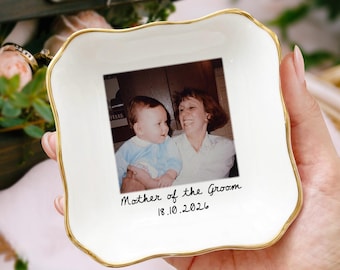 Custom Photo Wedding Ring Dish: Ceramic Jewelry Tray, Mother of the Bride Gift