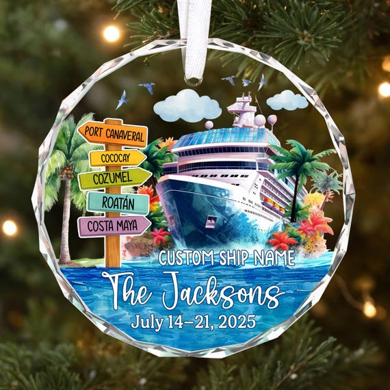 Personalized Couple Adventures Ornament 2025: Cruise Ship Honeymoon Keepsake