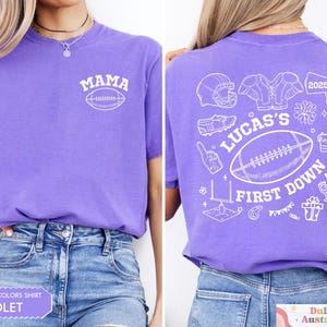 FootBall First Birthday Matching Family Shirts, Custom Name First Birthday Tee, Football Theme 1st Down Birthday Shirts, Birthday Boy Gifts image 8