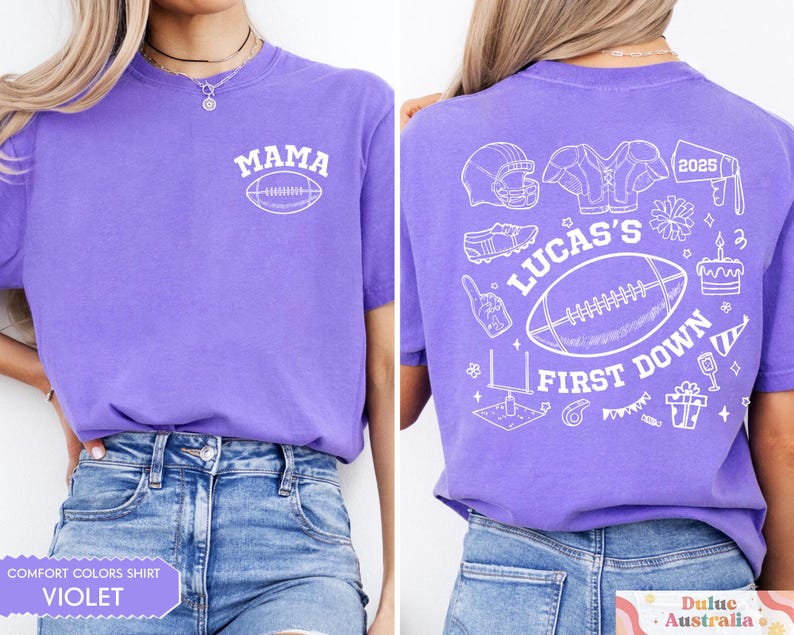 FootBall First Birthday Matching Family Shirts, Custom Name First Birthday Tee, Football Theme 1st Down Birthday Shirts, Birthday Boy Gifts image 8