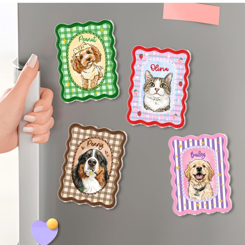 Personalized Pet Portrait Fridge Magnet, Custom Dog Cat Photo Magnet, Pet Lover Gift, Gift for Pet Owner, Dog Mom Magnet, Mothers Day Gift image 7