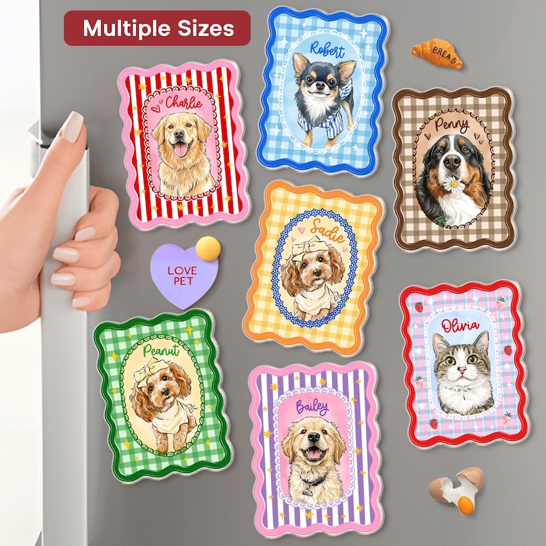 Personalized Pet Portrait Fridge Magnet, Custom Dog Cat Photo Magnet, Pet Lover Gift, Gift for Pet Owner, Dog Mom Magnet, Mothers Day Gift image 1