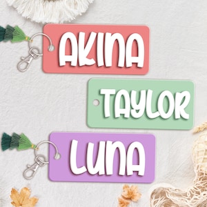 Custom Backpack Name Tag for Kids, Diaper Bag Name Tag, Backpack Name Keychain, Water Bottle Tag, Lunch Box Tag,Kids Tag,Back To School Gift