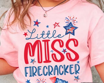 Coquette Bow 4th of July Toddler Shirt: Little Miss Firecracker