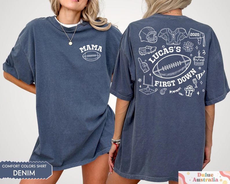 FootBall First Birthday Matching Family Shirts, Custom Name First Birthday Tee, Football Theme 1st Down Birthday Shirts, Birthday Boy Gifts image 7