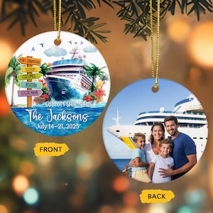 Personalized Cruise Adventure Christmas Ornament: Cruise Ship Vacation, Family Photo Keepsake