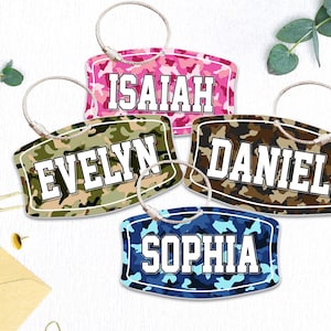 Camo Name Tag for Kids, Custom Camouflage Bag Tag, ckpack Name Tag, School ID Tag, Diaper Bag Tag,Lunch Box Name Tag,Back to School Kid Gift