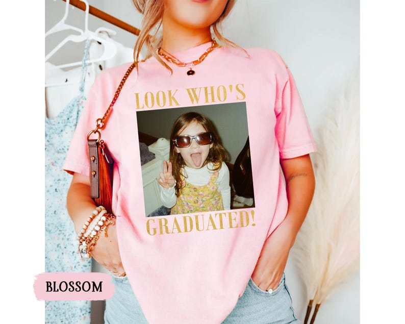 Personalized Vintage Photo Graduation Shirt: Looks Who Graduated Shirt For Her, Graduation Picture Matching Tee for Besties, Graduation Gift image 18