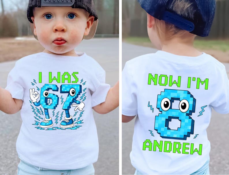 I Was 6 7 Now I'm 8 Birthday Shirt, Boys 8th Birthday Gift, 67 Birthday Shirt, Pixel Gamer 8th Birthday Shirt, Funny 8th Birthday Meme image 7