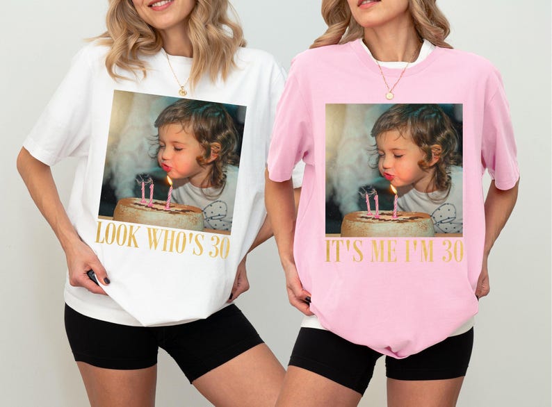 Custom Photo 30th Birthday Shirt, Personalized Milestone Birthday Tee, Look Whos 30 Funny Picture Shirt, Matching Birthday Squad Outfit image 18
