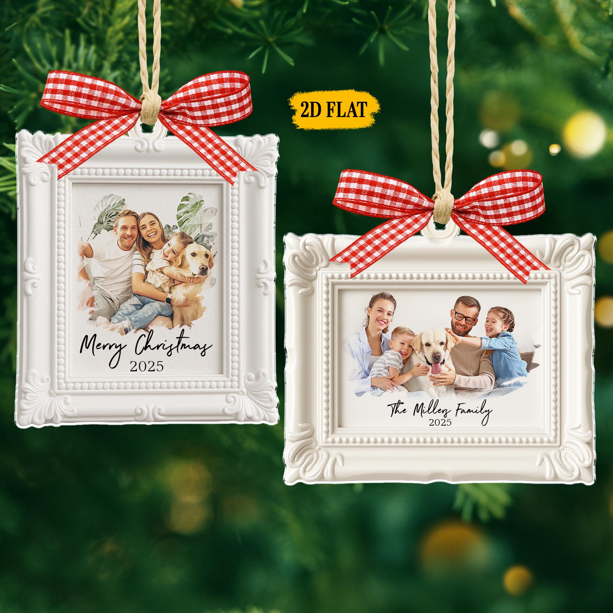 Custom 2D Flat Photo Frame Ornament: Family of 3 4 Picture Keepsake ...
