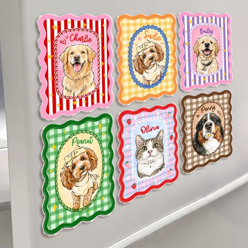 Personalized Pet Portrait Fridge Magnet, Custom Dog Cat Photo Magnet, Pet Lover Gift, Gift for Pet Owner, Dog Mom Magnet, Mothers Day Gift image 3