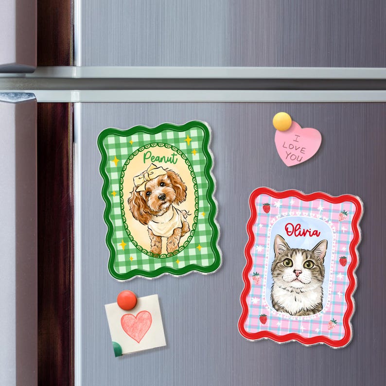 Personalized Pet Portrait Fridge Magnet, Custom Dog Cat Photo Magnet, Pet Lover Gift, Gift for Pet Owner, Dog Mom Magnet, Mothers Day Gift image 5