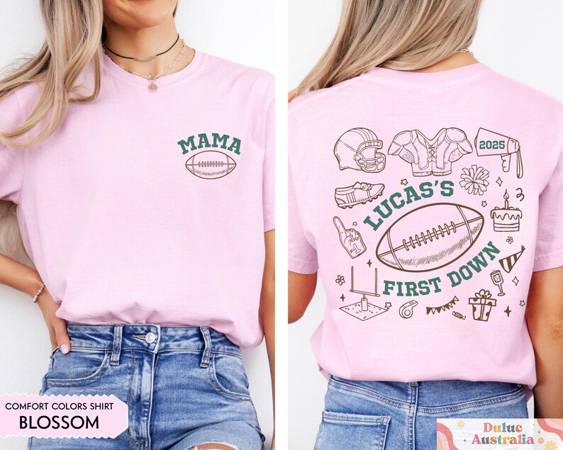 FootBall First Birthday Matching Family Shirts, Custom Name First Birthday Tee, Football Theme 1st Down Birthday Shirts, Birthday Boy Gifts image 10