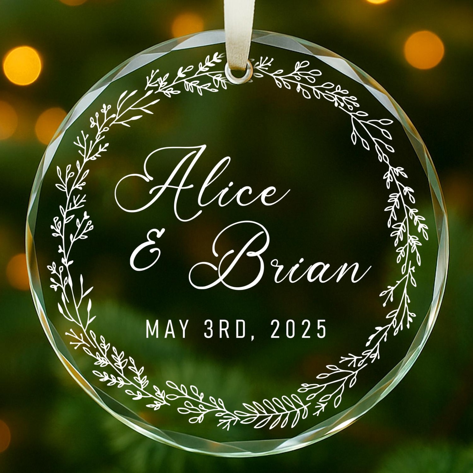 Personalized Wedding Ornament: Custom Name & Date Keepsake