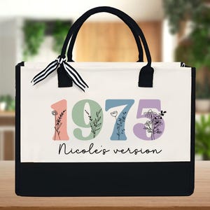 50th Birthday Gift: Vintage 1975 Wildflower Cotton Tote Bag