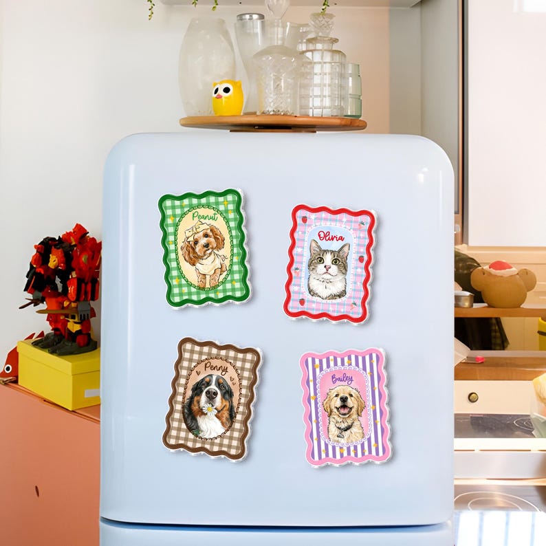 Personalized Pet Portrait Fridge Magnet, Custom Dog Cat Photo Magnet, Pet Lover Gift, Gift for Pet Owner, Dog Mom Magnet, Mothers Day Gift image 8