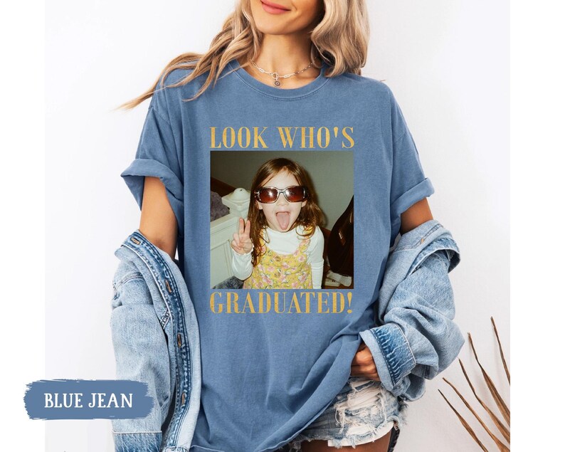 Personalized Vintage Photo Graduation Shirt: Looks Who Graduated Shirt For Her, Graduation Picture Matching Tee for Besties, Graduation Gift image 15
