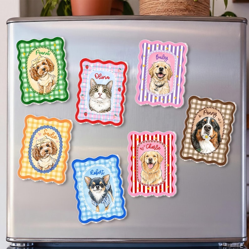 Personalized Pet Portrait Fridge Magnet, Custom Dog Cat Photo Magnet, Pet Lover Gift, Gift for Pet Owner, Dog Mom Magnet, Mothers Day Gift image 10