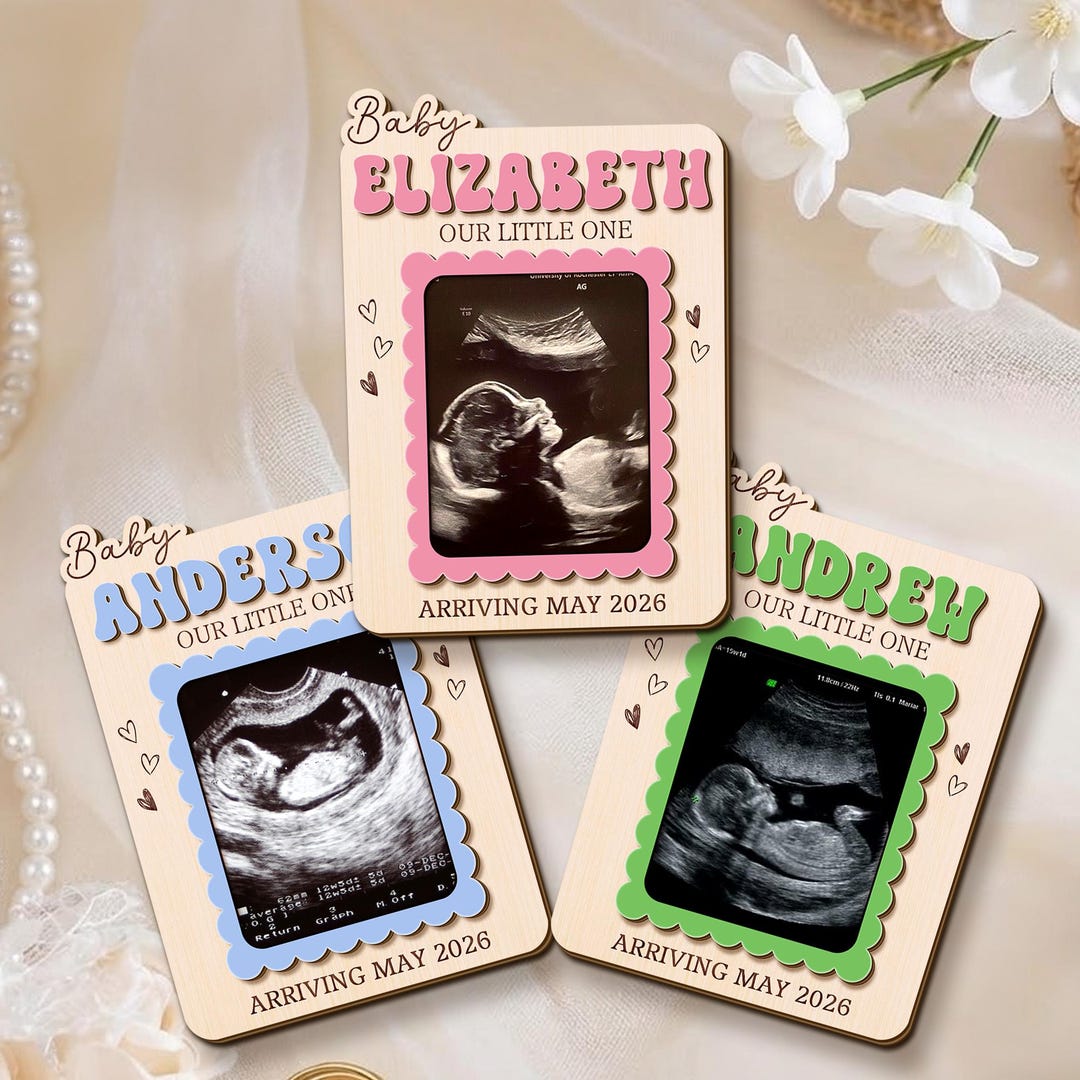 Sonogram Magnets Personalized Ultrasound Picture Frame Magnet: Pregnancy Announcement ...