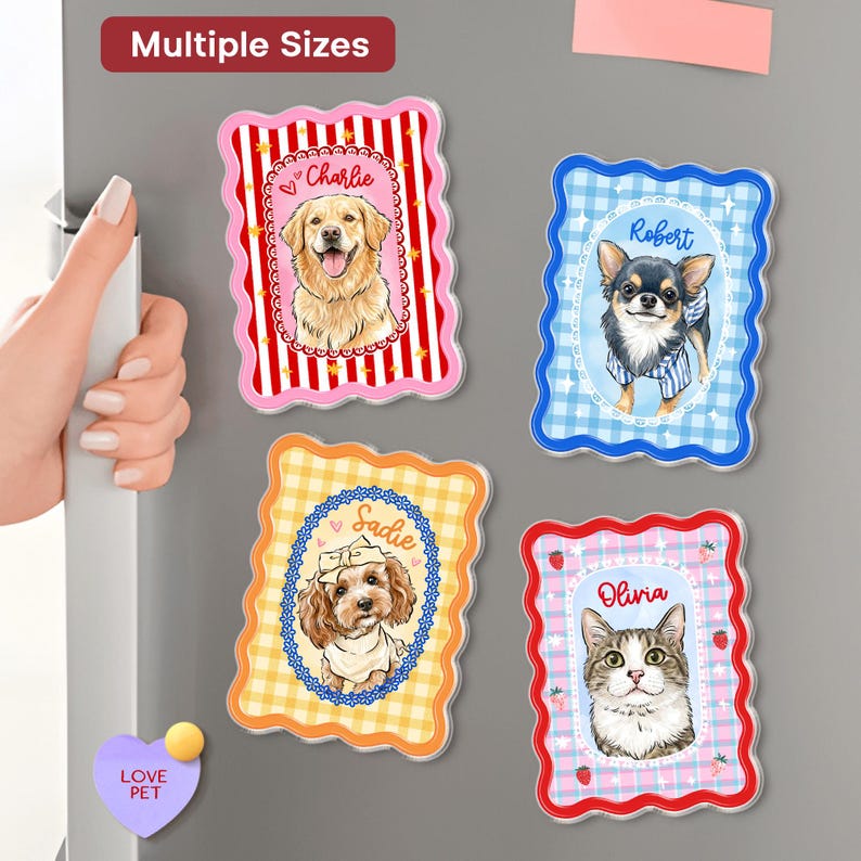 Personalized Pet Portrait Fridge Magnet, Custom Dog Cat Photo Magnet, Pet Lover Gift, Gift for Pet Owner, Dog Mom Magnet, Mothers Day Gift image 4