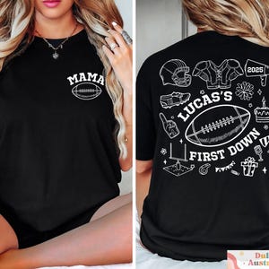 FootBall First Birthday Matching Family Shirts, Custom Name First Birthday Tee, Football Theme 1st Down Birthday Shirts, Birthday Boy Gifts image 11